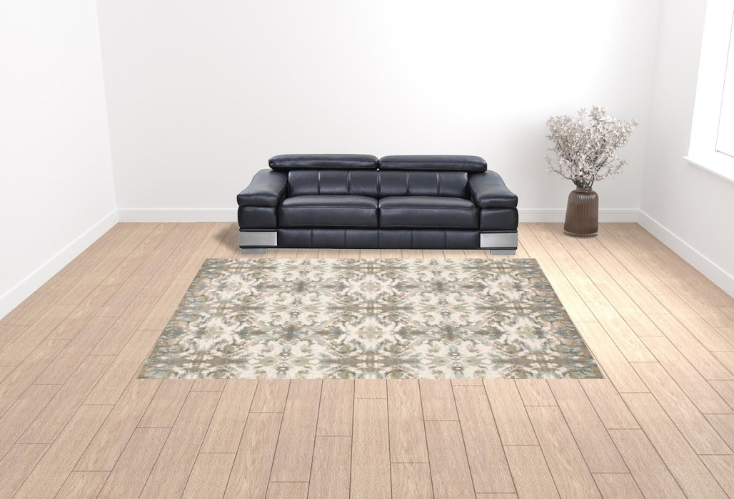 9' x 12' Abstract Ikat Indoor Area Rug - Ivory Gray