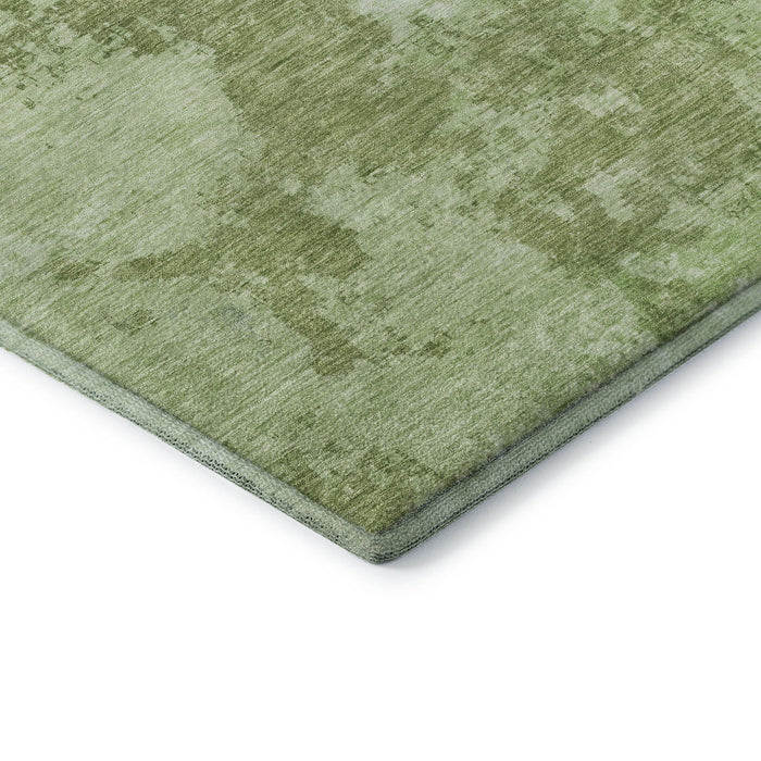10' X 14' Abstract Washable Area Rug With UV Protection (696146) - Artichoke Green / Ivory