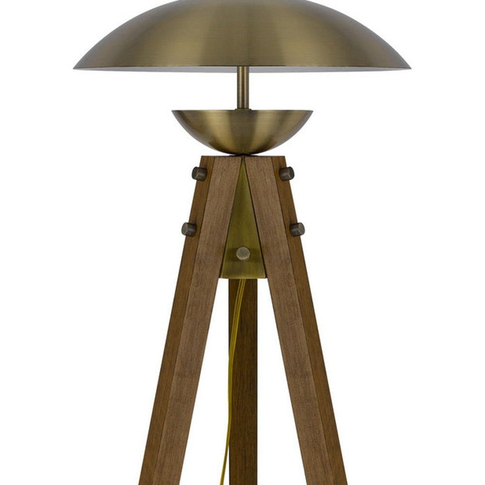 Tripod Floor Lamp With Antiqued Brass Dome Shade - Brass