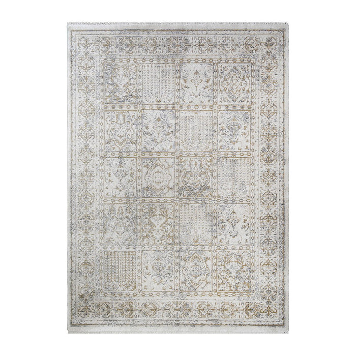 8' x 10' Oriental Distressed Area Rug With Fringe - Ivory