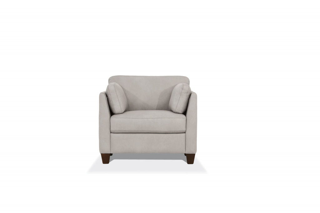 Genuine Leather And Black Arm Chair 36" - Dusty White