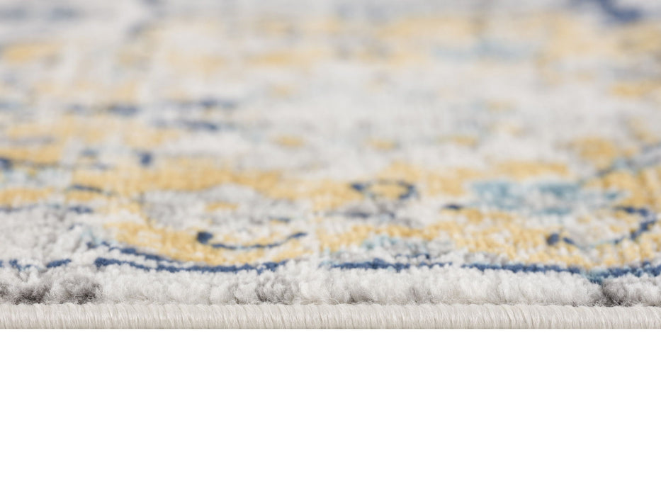 12' x 18' Floral Washable Non Skid Area Rug - Blue And Yellow