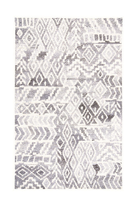 10' x 14' Wool Abstract Geometric Hand Tufted Area Rug - Gray And White