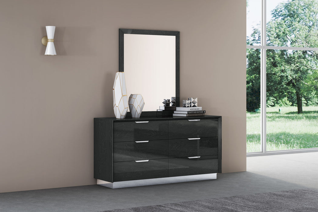 Solid Wood Six Drawer Double Dresser For Bedroom - Gray