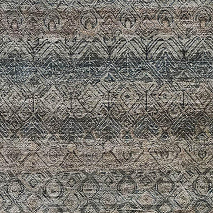 10' X 14' Striped Washable Area Rug With UV Protection (718013) - Chocolate / Gray