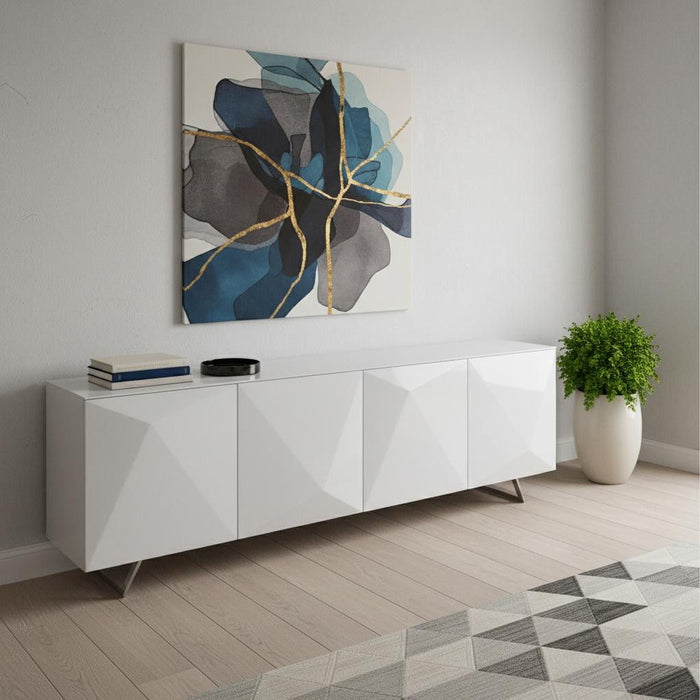 Glass Solid Console Table - White