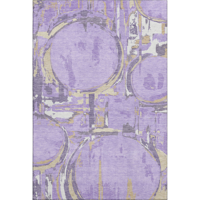10' X 14' Geometric Washable Area Rug With UV Protection (667843) - Lavender / Beige / Gray