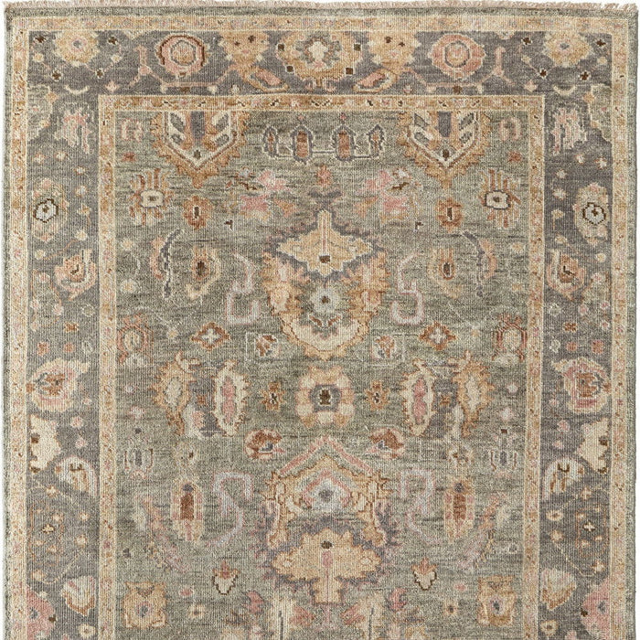 8' x 12' Wool Oriental Hand Knotted Rectangle Area Rug With Fringe - Gray And Gold