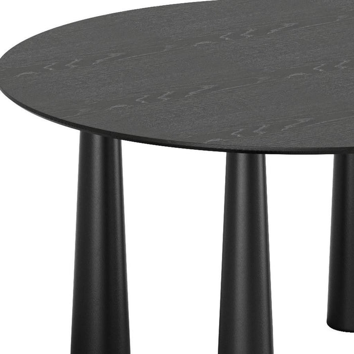 Solid Wood Round Top Dining Table - Black