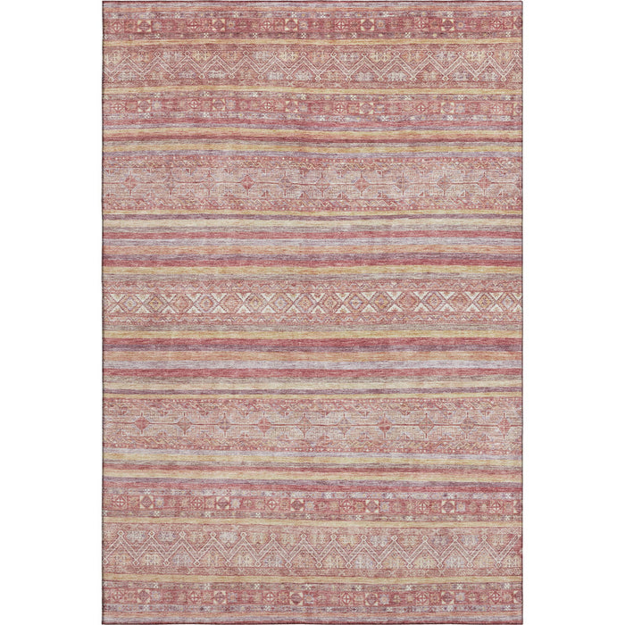 10' X 14' Striped Washable Area Rug With UV Protection (696188) - Rust / Coral / Wheat
