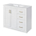 Giga bathroom vanity with sink, freestanding set featuring three drawers and soft-closing doors, including storage cabinet.
