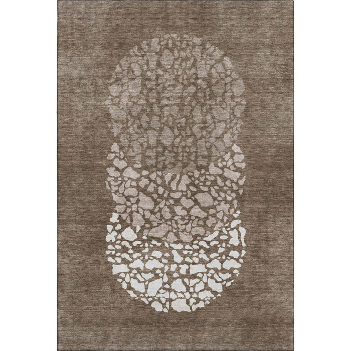 10' X 14' Abstract Washable Area Rug With UV Protection (653578) - Chocolate / Ivory