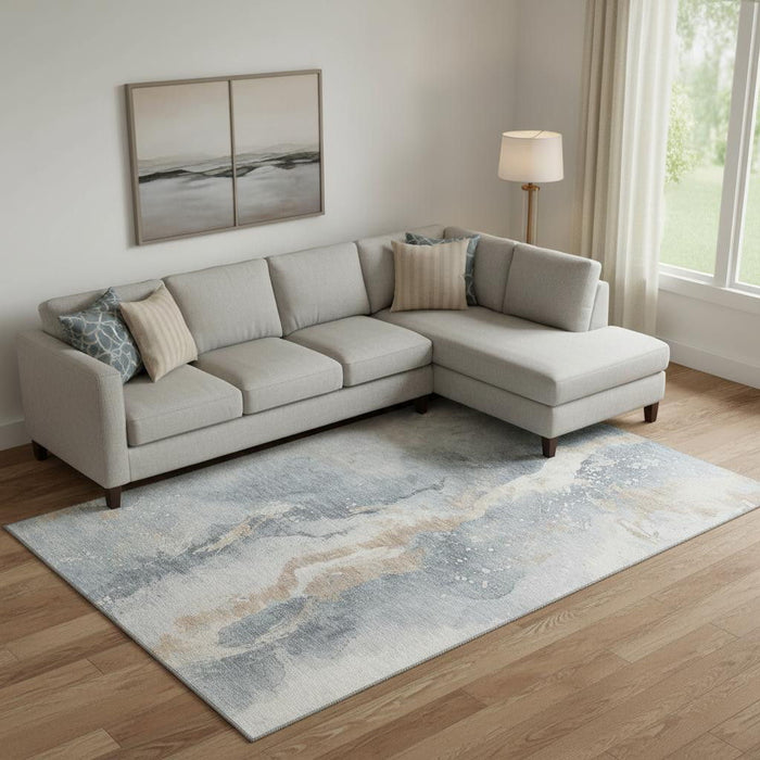 10' X 14' Abstract Washable Area Rug With UV Protection (697944) - Gray / Beige / Ivory