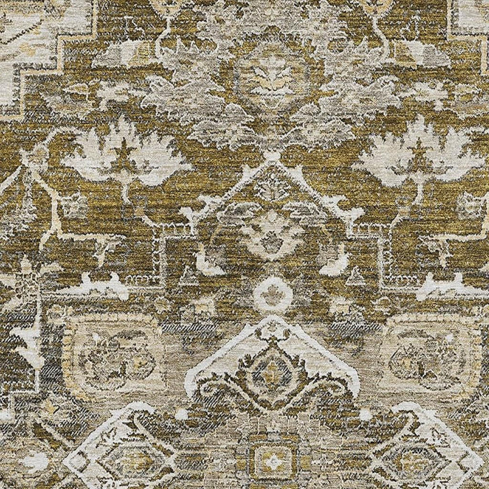 8' X 10' Floral Medallion Washable Area Rug With UV Protection - Brown
