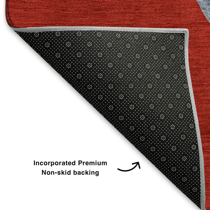 10' X 14' Christmas Snowmen Washable Area Rug With UV Protection (702425) - Red / White