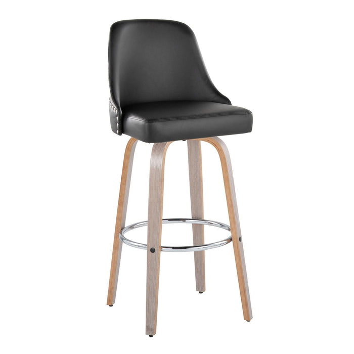 Studded - Marcel Fixed-Height Barstool (Set of 2) - Light Grey Wood
