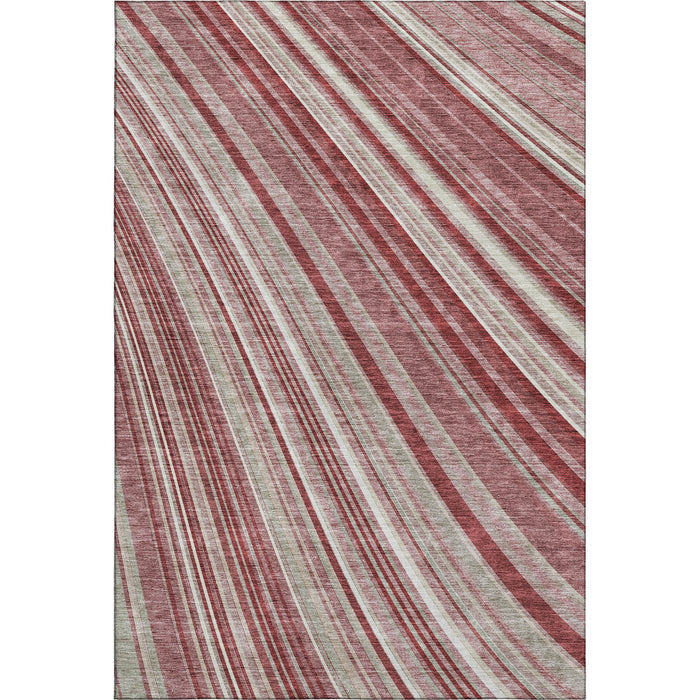 10' X 14' Striped Washable Area Rug With UV Protection (677483) - Burgundy / Gray / Ivory