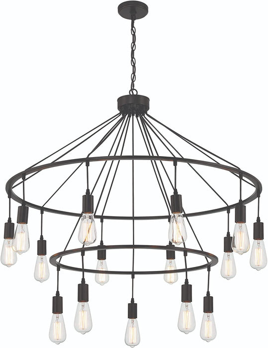 33" Candle Style Multi Light Metal Dimmable Chandelier - Black