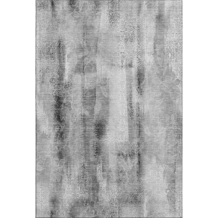 5' X 8' Abstract Washable Area Rug With UV Protection (648120) - Gray / Ivory