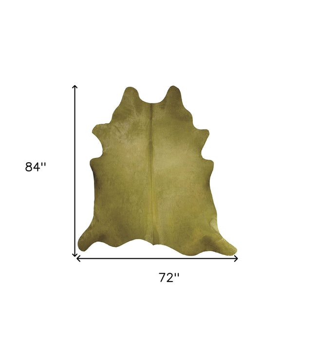 6' x 7' Cowhide Hand Knotted Area Rug - Lime Green