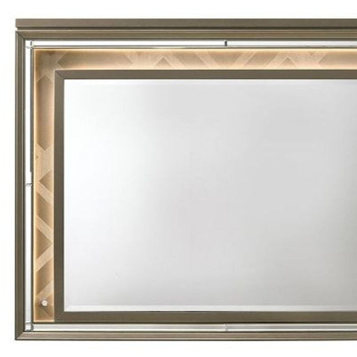 37" Lighted Framed Mounted Dresser Mirror - Champagne