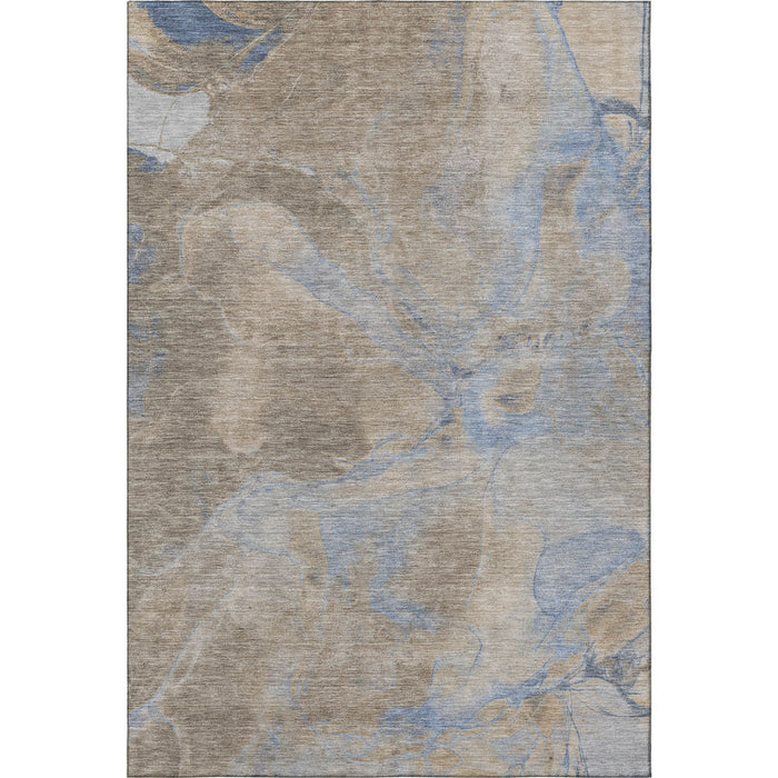 10' X 14' Abstract Washable Area Rug With UV Protection (701195) - Taupe / Blue
