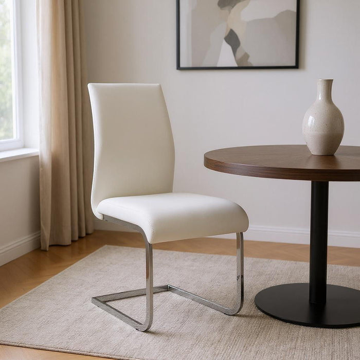 Upholstered Leather Dining Side Chairs (Set of 4) - White