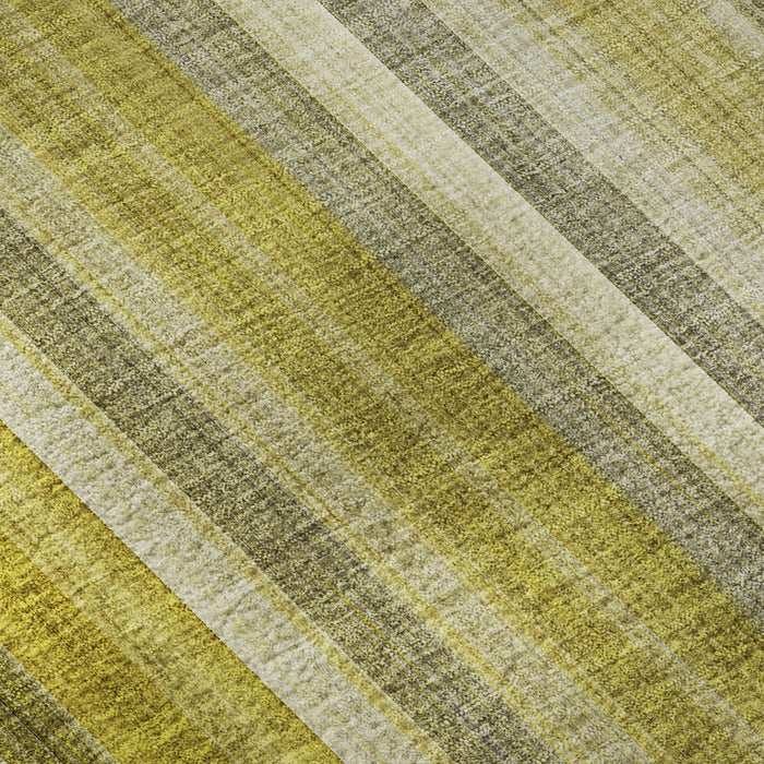 9' X 12' Striped Washable Area Rug With UV Protection (648375) - Gold / Ivory