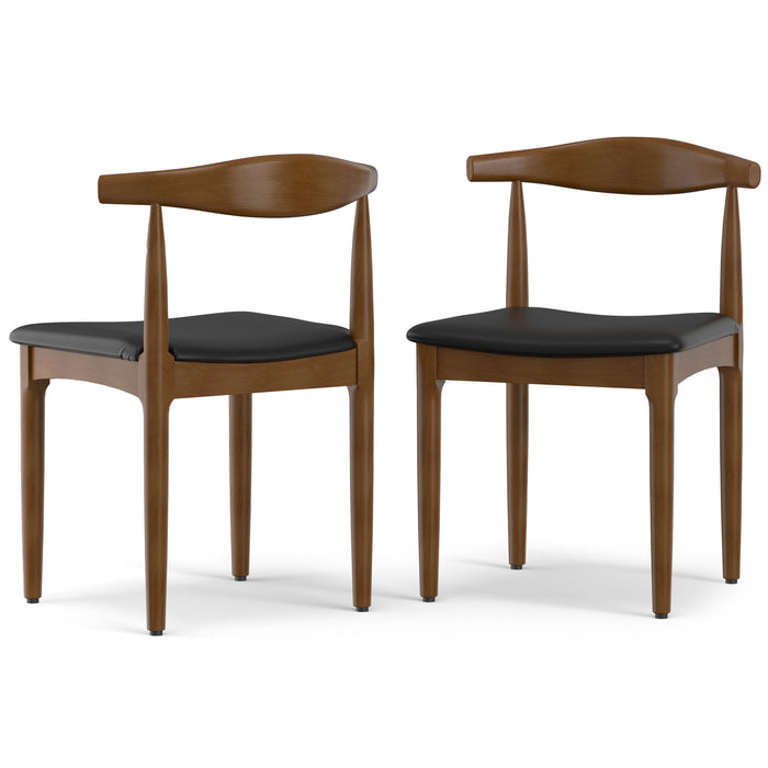 Solid Wood Dining Parsons Chairs (Set of 2) - Black / Walnut