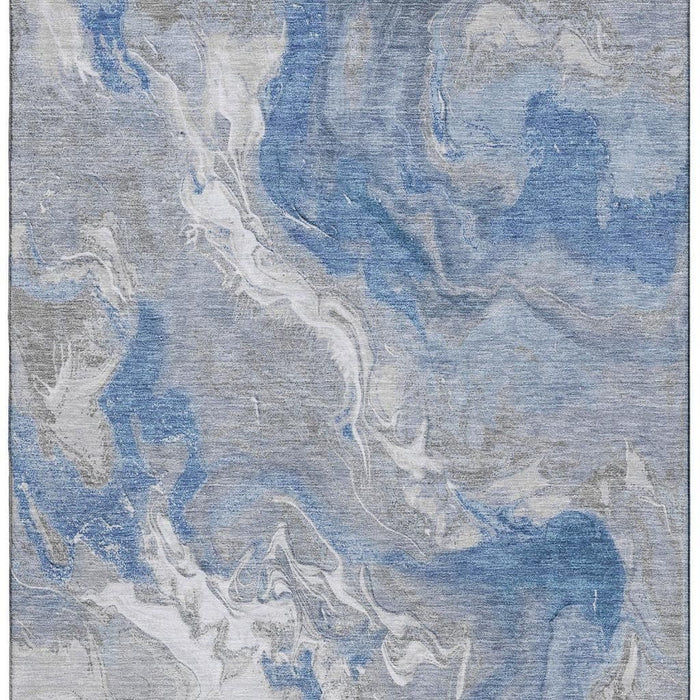 10' X 14' Abstract Washable Area Rug With UV Protection (697068) - Blue / Gray / Ivory