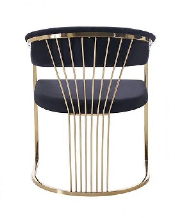 Upholstered Velvet Open Back Dining Arm Chair - Black / Gold
