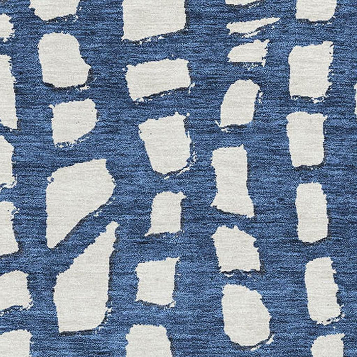 10' X 14' Cobblestone Washable Area Rug With UV Protection - Navy Blue And Ivory