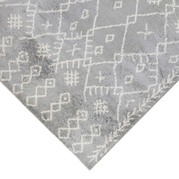 8' x 12' Geometric Shag Area Rug - Gray And Ivory