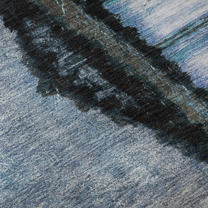 10' X 14' Abstract Washable Area Rug With UV Protection (716719) - Blue / Charcoal