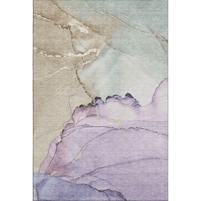 10' X 14' Abstract Washable Area Rug With UV Protection (701269) - Lavender / Beige / Ivory