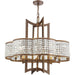 HomeRoots 27-inch bronze metal chandelier with eight lights and clear shades, dimmable for elegant lighting.