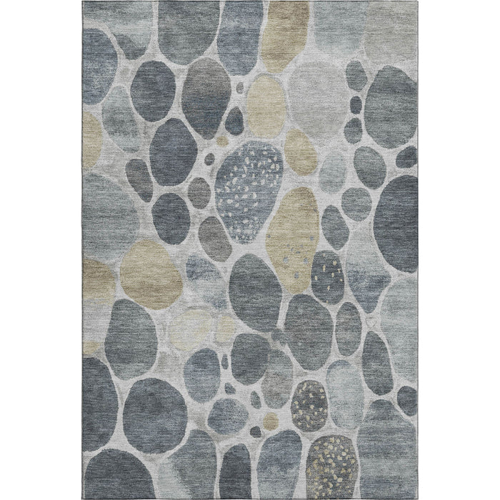 10' X 14' Geometric Washable Area Rug With UV Protection (710370) - Pewter / Beige / Gray