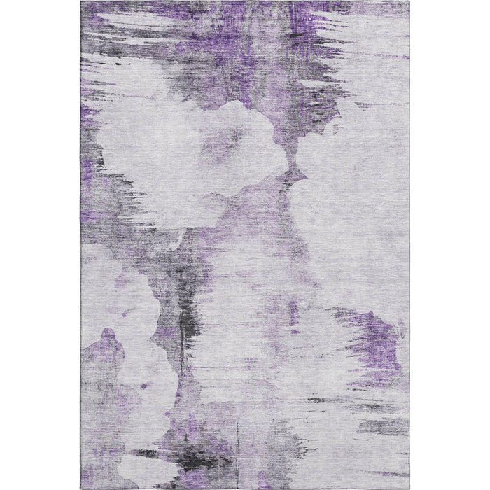 10' X 14' Abstract Washable Area Rug With UV Protection (657227) - Purple / Gray / Ivory