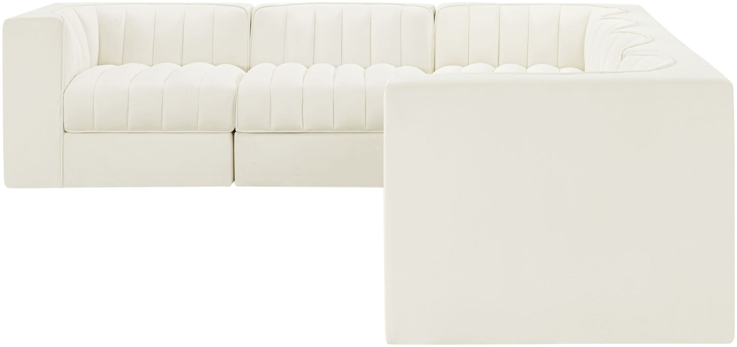 Rummi - Velvet Performance Fabric Upholstered 6 Piece Modular Sectional