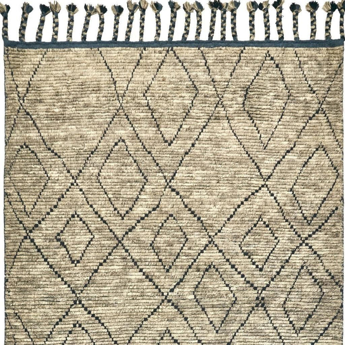 6' X 9' Wool Geometric Hand Knotted Area Rug (565765) - Gray