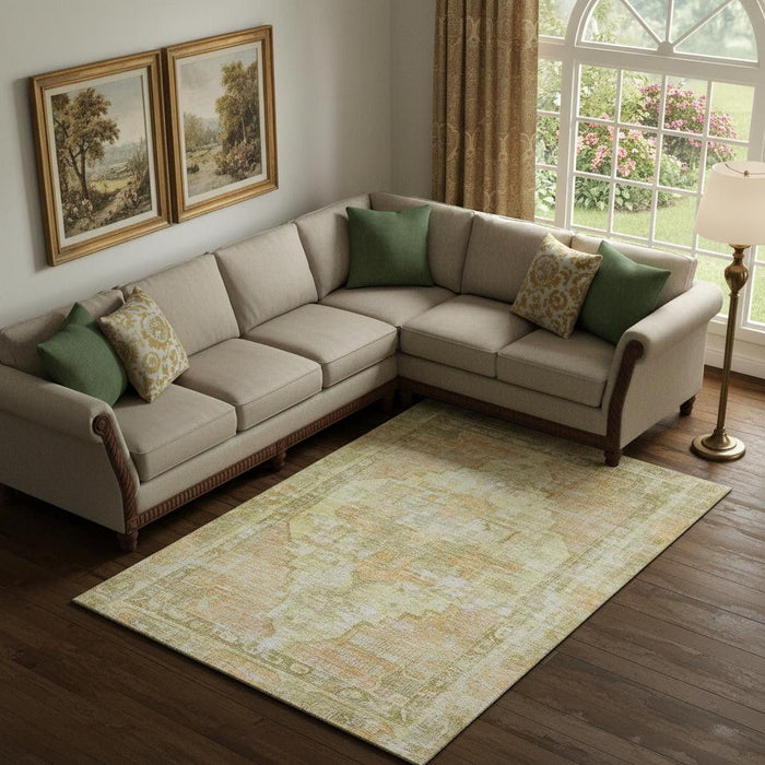 10' X 14' Oriental Washable Area Rug With UV Protection (699394) - Gold / Ivory