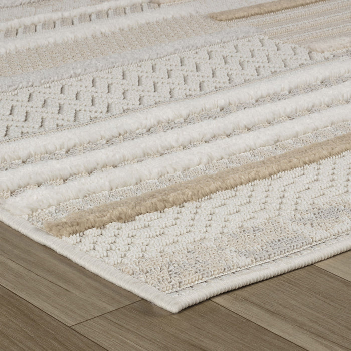 8' x 11' Abstract Distressed Area Rug - Gray And Beige