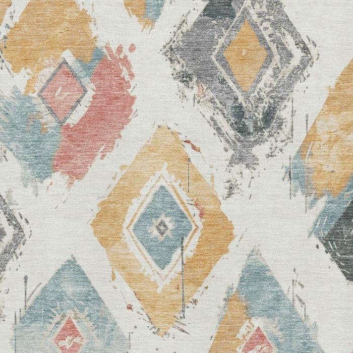10' X 14' Abstract Geometric Washable Area Rug With UV Protection (696620) - Ivory / Gold / Blush