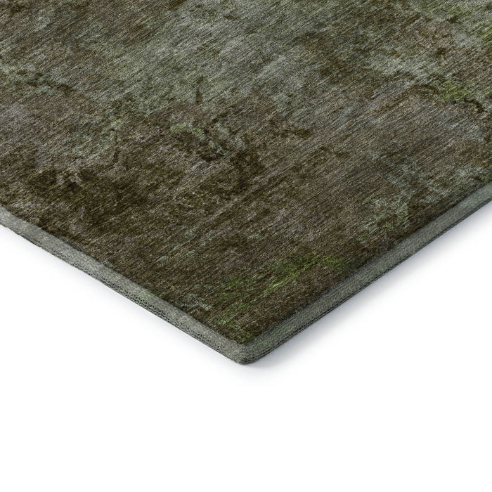 10' X 14' Abstract Washable Area Rug With UV Protection (692757) - Coffee / Green / Taupe