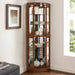 Giga 6-shelf corner curio cabinet with built-in lights, mirrors, and adjustable shelves for displaying collectibles and decorative items