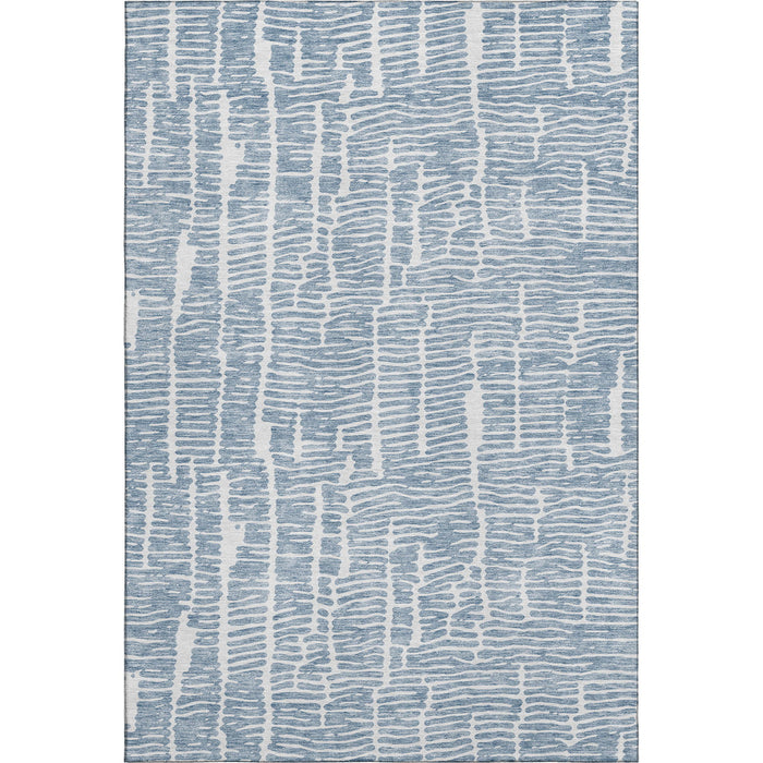 10' X 14' Vermicular Washable Area Rug With UV Protection - Blue And Ivory