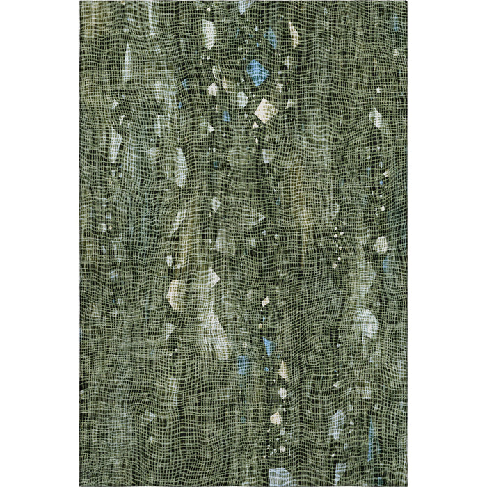 10' X 14' Abstract Washable Area Rug With UV Protection (717554) - Fern Green / Blue