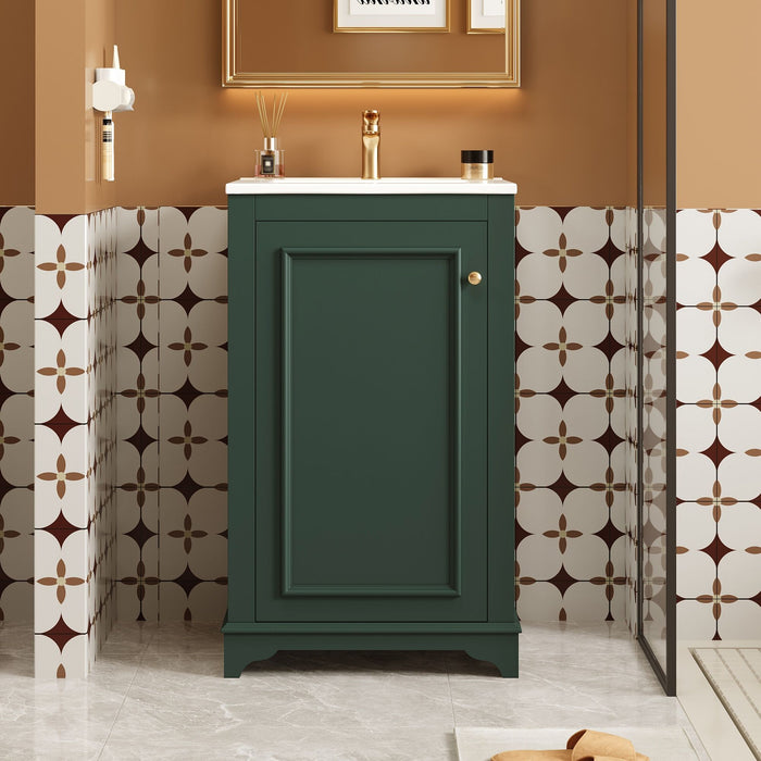 Giga bathroom vanity with sink, freestanding single cabinet, soft-close door and adjustable shelf, modern bathroom storage unit