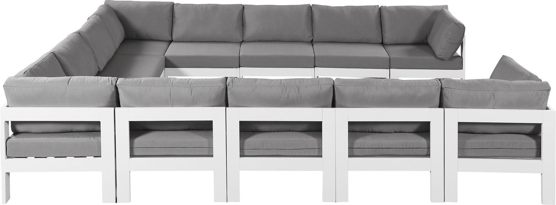 Nizuc - Outdoor Patio 12 Piece Modular Sectional With White Frame