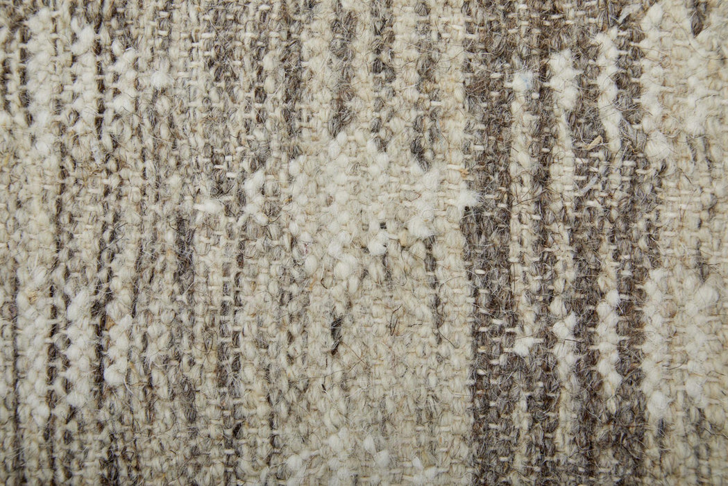 10' X 14' Wool Geometric Hand Woven Area Rug With Fringe (744127) - Taupe / Ivory / Gray